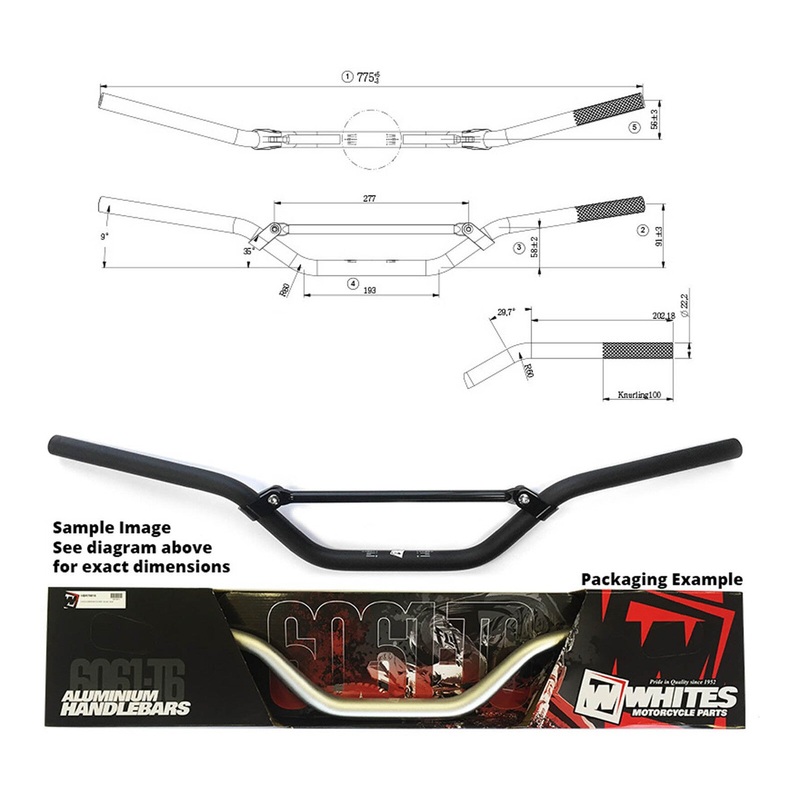 Whites Handlebars Alloy 6061 7/8" (22.2mm) KTM 85SX Black