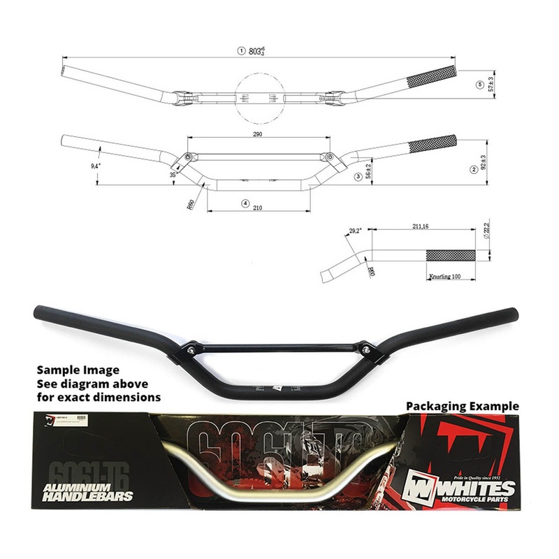 Whites Handlebars Alloy 6061 7/8" (22.2mm) YZ/WR 125-450 Black