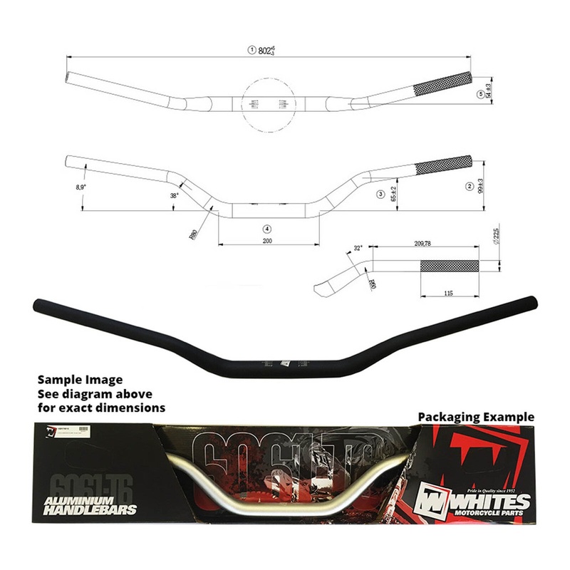 Whites Handlebar Taper AL6061 Black CR125 /CRF250-450 / KX250-450