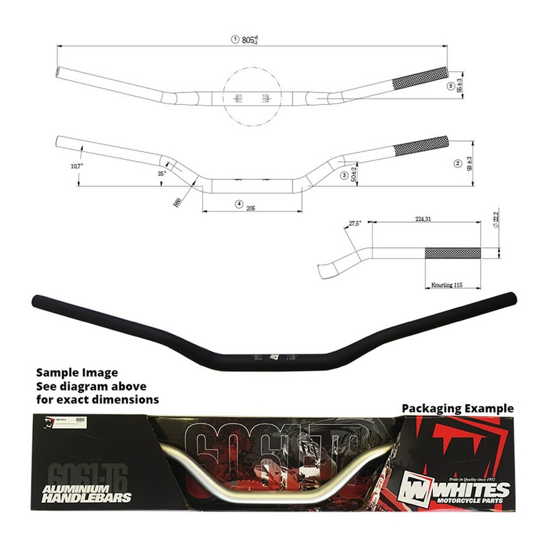 Whites Handlebar Taper AL6061 Black KX/KXF/RMZ 1-1/8" (28.6mm)