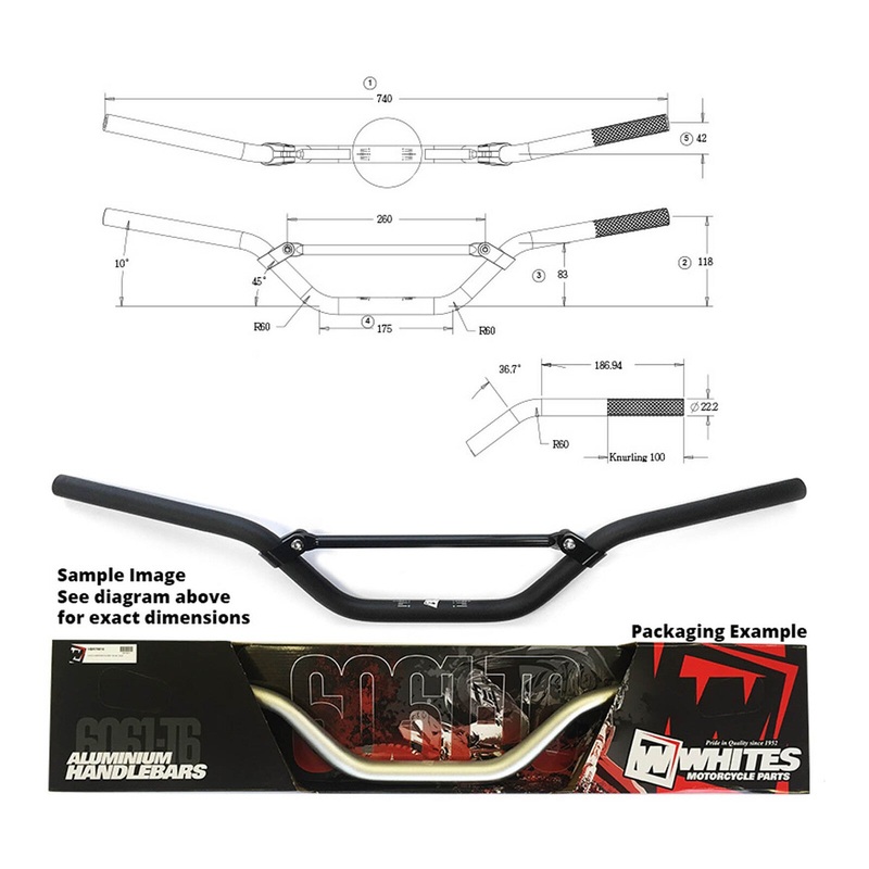 Whites Handlebars Alloy 6061 7/8" (22.2mm) Fits Mini MX Black